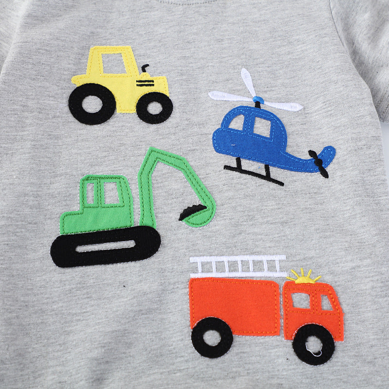 Jungen T-Shirt mit buntem Baumaschinen-Motiv