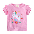 Mädchen T-Shirt mit zauberhaftem Einhorn-Motiv und Rüschendetail