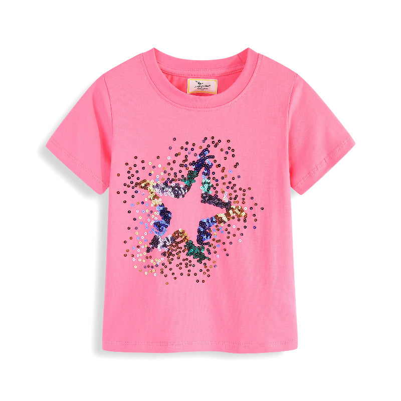 Mädchen T-Shirt mit funkelndem Sternenmotiv