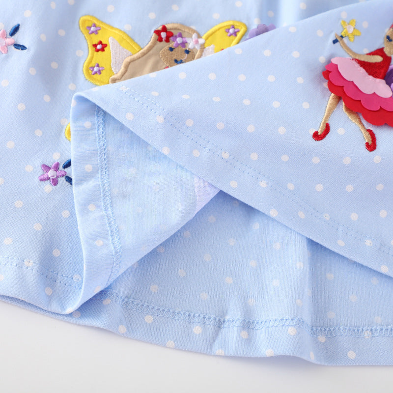 Mädchen Langarmkleid mit fröhlichen Feen-Applikationen