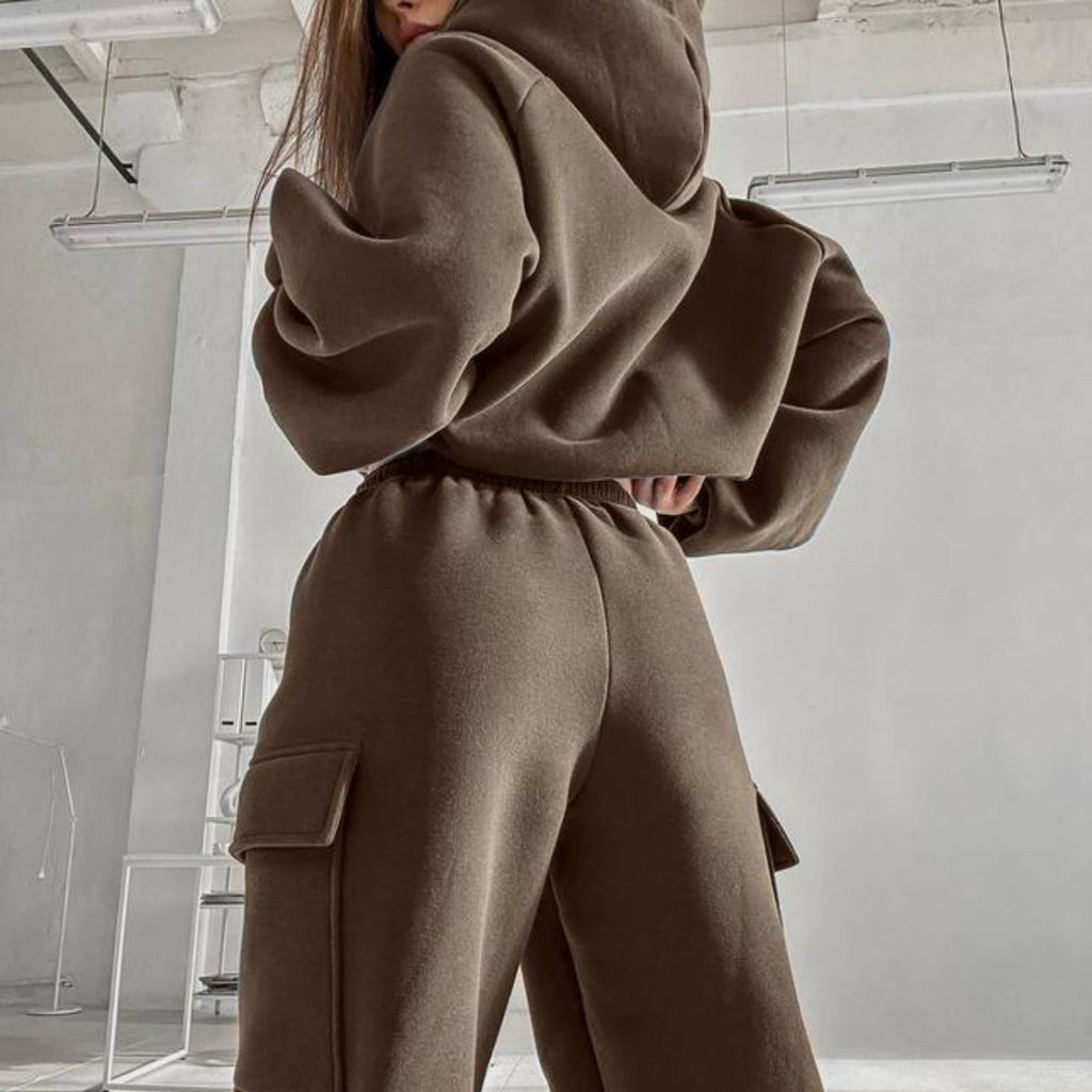 Damen nan oversized Kapuzenpullover-Set mit Cargo-Jogginghose