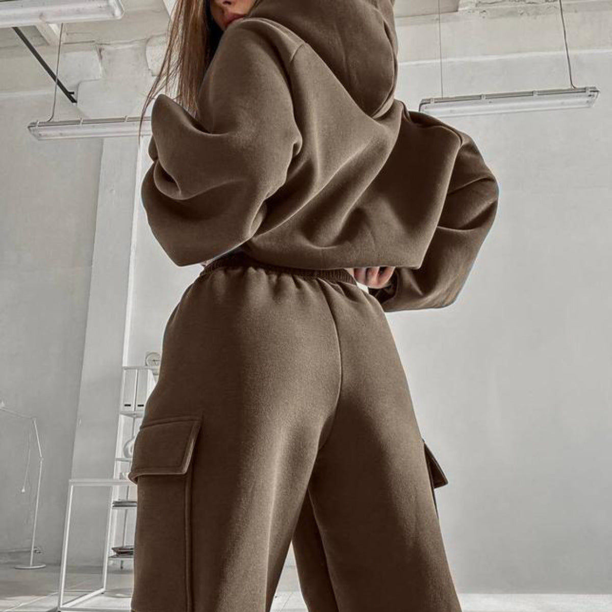 Damen nan oversized Kapuzenpullover-Set mit Cargo-Jogginghose