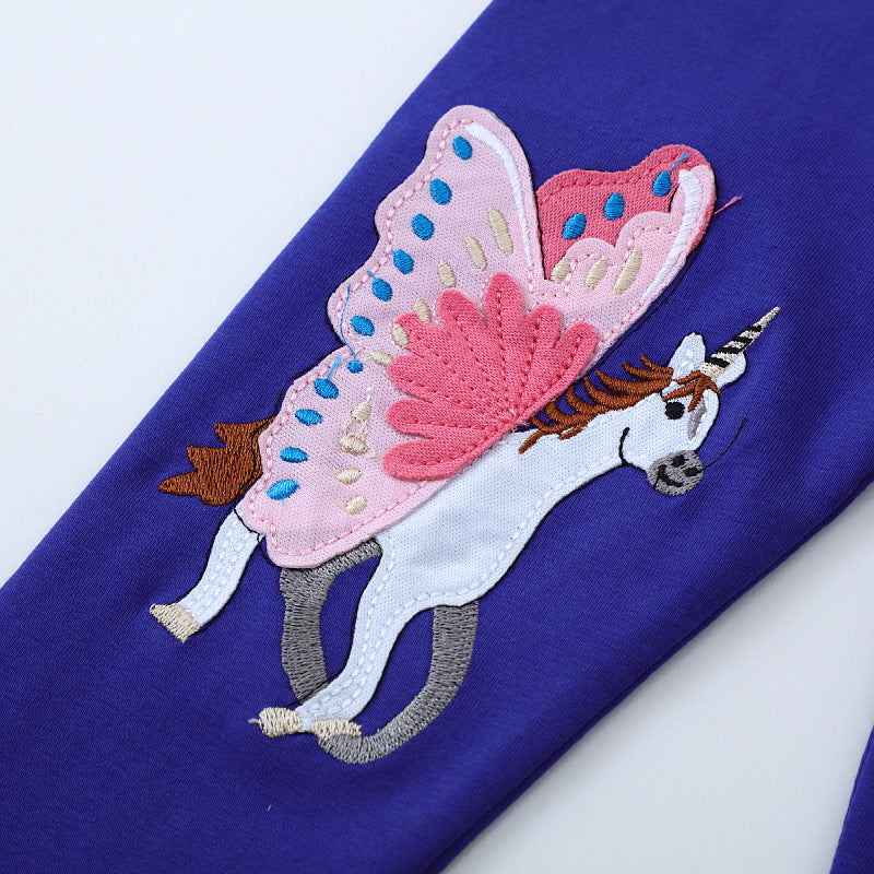 Mädchen Leggings mit zauberhaften Einhorn- und Schmetterlingsapplikationen