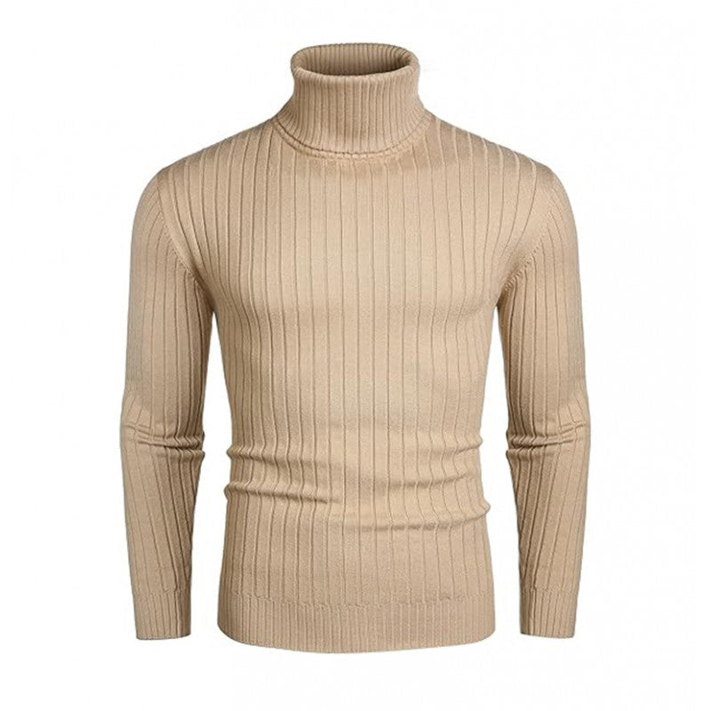 Herren nan gerippter Feinstrick-Rollkragenpullover Slim Fit