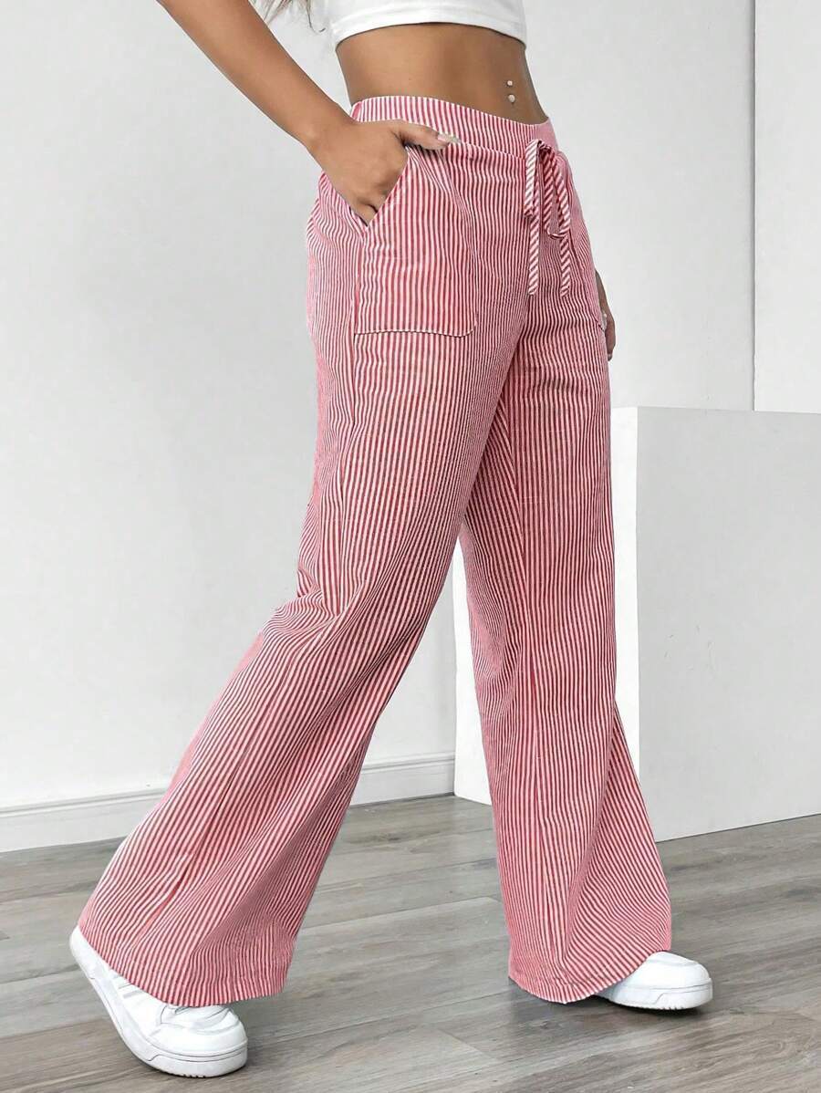 Damen nan weite Baumwoll-Loungehose mit Tunnelzug und Seitentaschen