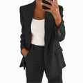 Damen nan taillierter Blazer-Hosen Businessanzug aus Stretchstoff