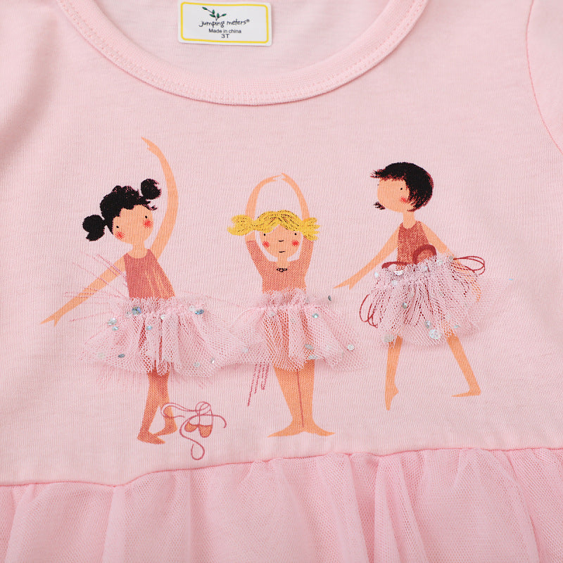 Mädchen Ballettkleid mit Tüllrock und lhaften Tänzerinnen-Applikationen