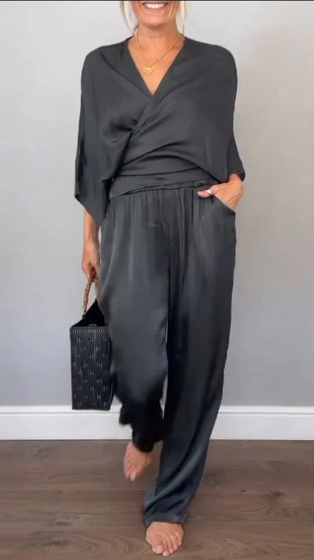 Damen elegantes und bequemes Satin-Hosenanzug Selmira