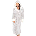 Damen Kuscheliger Fleece-Morgenmantel mit Kapuze und Gürtel Selmira