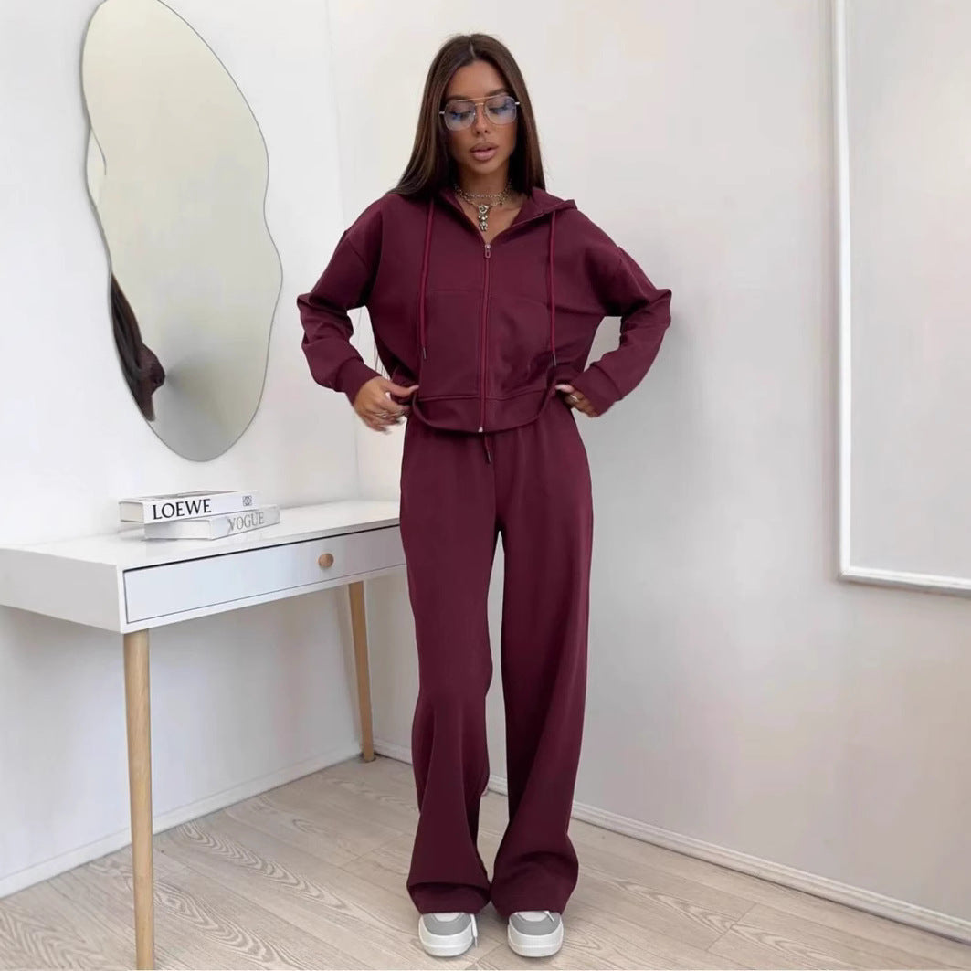 Damen nan weite Highwaist-Loungehose aus Sweatstoff mit Kordelzug und Eingrifftaschen