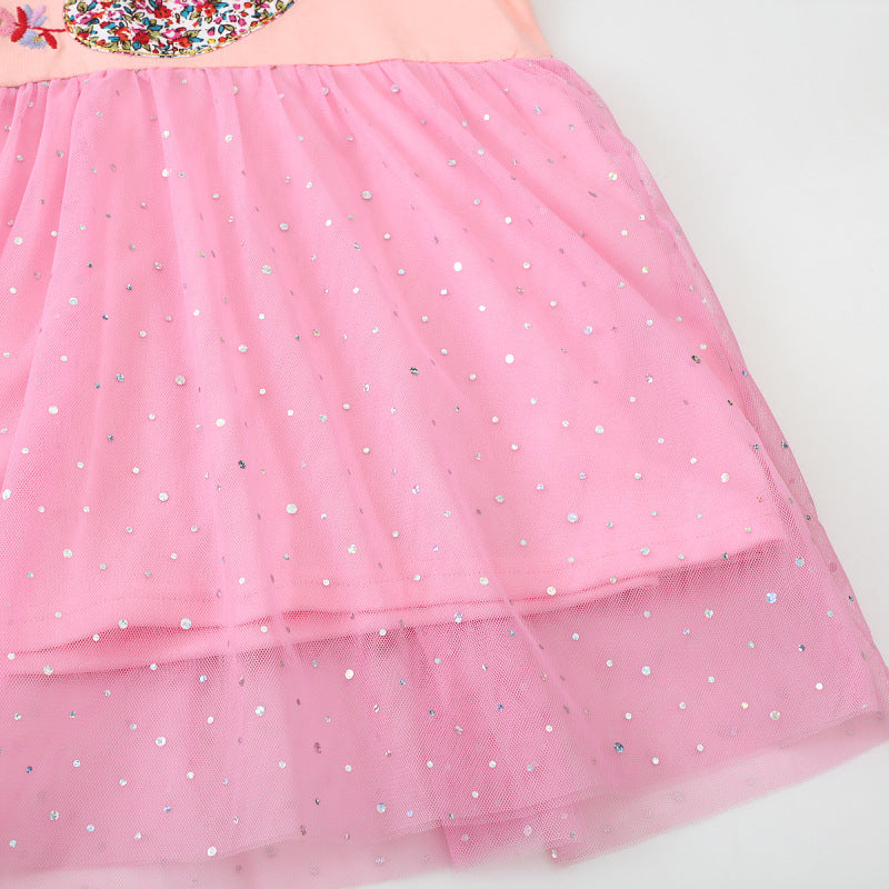 Mädchen Tüllkleid mit floralen Applikationen
