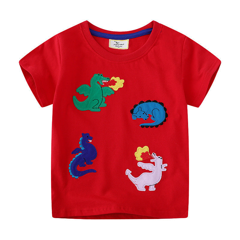 Jungen T-Shirt mit bunten Dinosaurierapplikationen