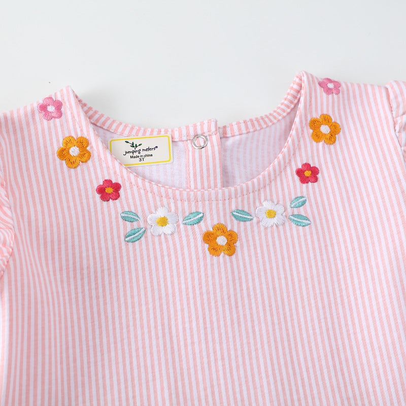 Mädchen Sommerkleid mit floralem Design und verspielten Flamingo-Applikationen