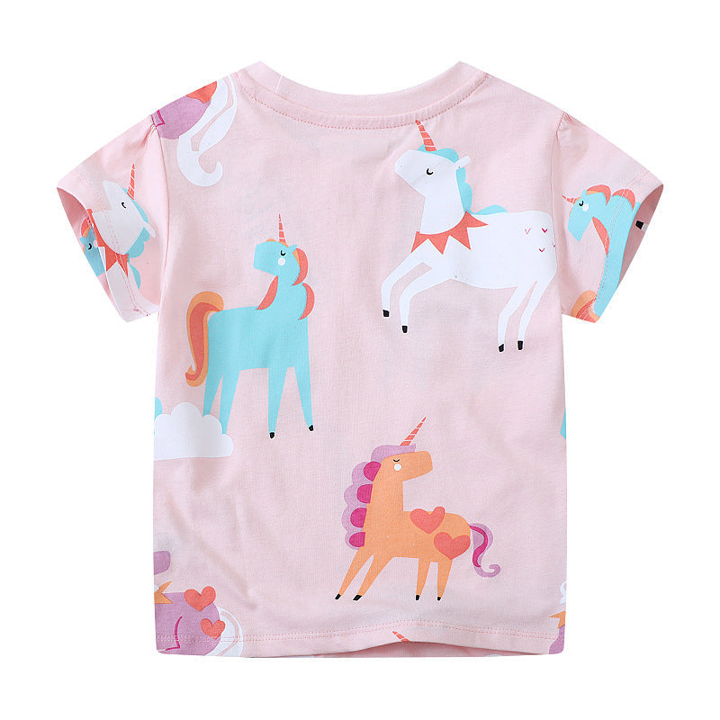 Mädchen T-Shirt mit buntem Einhorn-Design