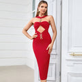 Damen Elegantes Cocktailkleid mit raffinierten Cut-Outs und metallic großen Knopfdetails Selmira