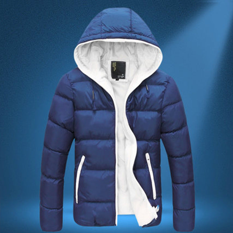 Herren nan gesteppte Kapuzen-Steppjacke mit kontrastierendem Fleecefutter und seitlichen Reißverschlusstaschen