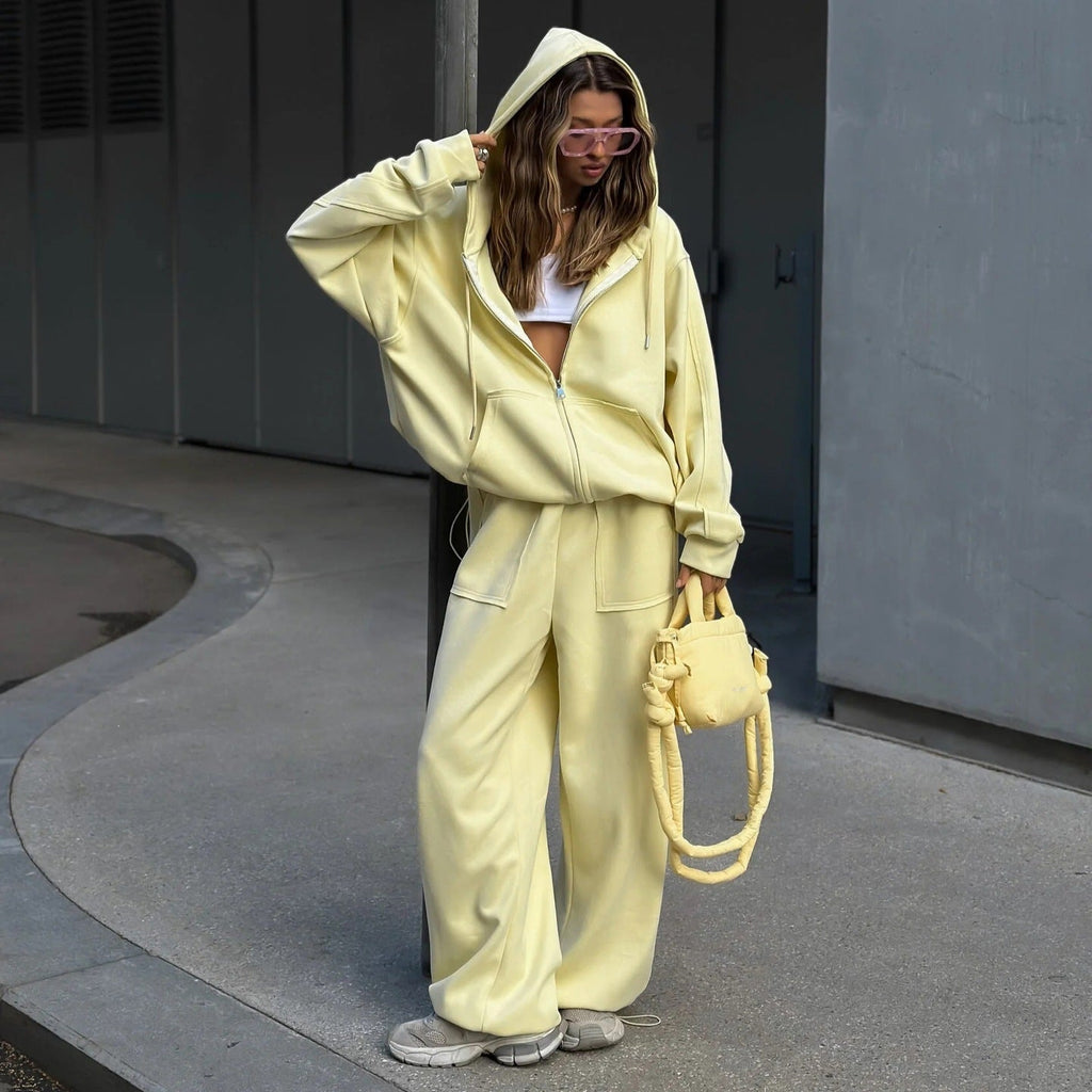 Damen nan oversized Kapuzenjacke mit Reißverschluss und Kängurutasche