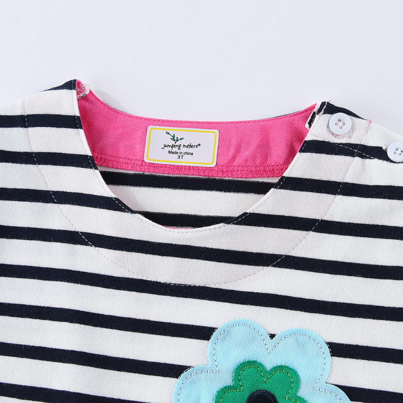 Mädchen T-Shirt Kleid mit bunten Blumenapplikationen