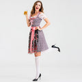 Damen nan traditionelles Kurzdirndl mit Spitzenärmeln, Schnürung und floraler Schürze