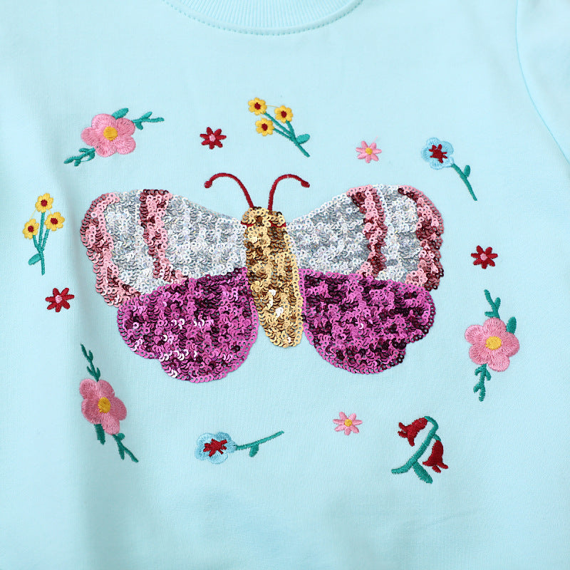 Mädchen Sweatshirt mit buntem Schmetterlingsmotiv