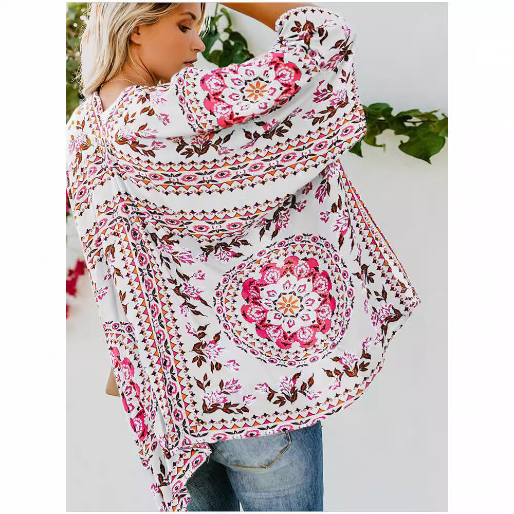 Damen luftiger Kimono mit floralem Muster und weitem Schnitt Selmira