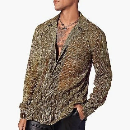 Damen nan schimmernde Crinkle-Hemdbluse mit Viskose-Optik Hemdkragen und Manschetten