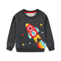 Kinder Sweatshirt mit kreativem Raketen- und Tierdesign
