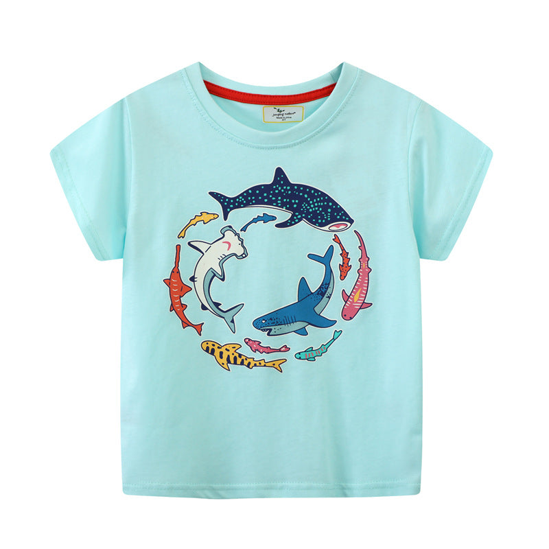 Kinder T-Shirt mit maritimen Haifischmotiven