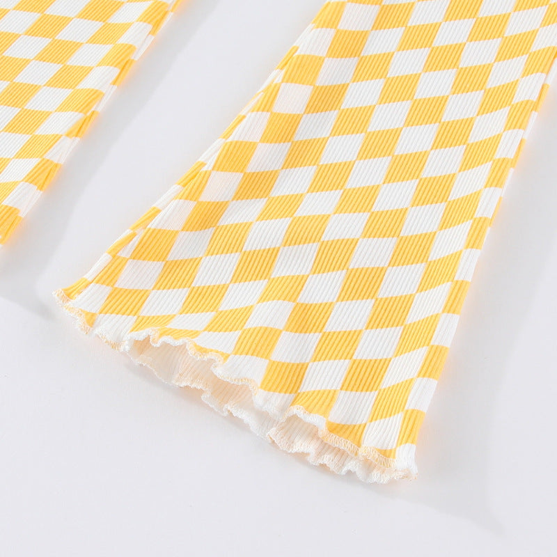 Mädchen Schlagleggings mit kariertem Design
