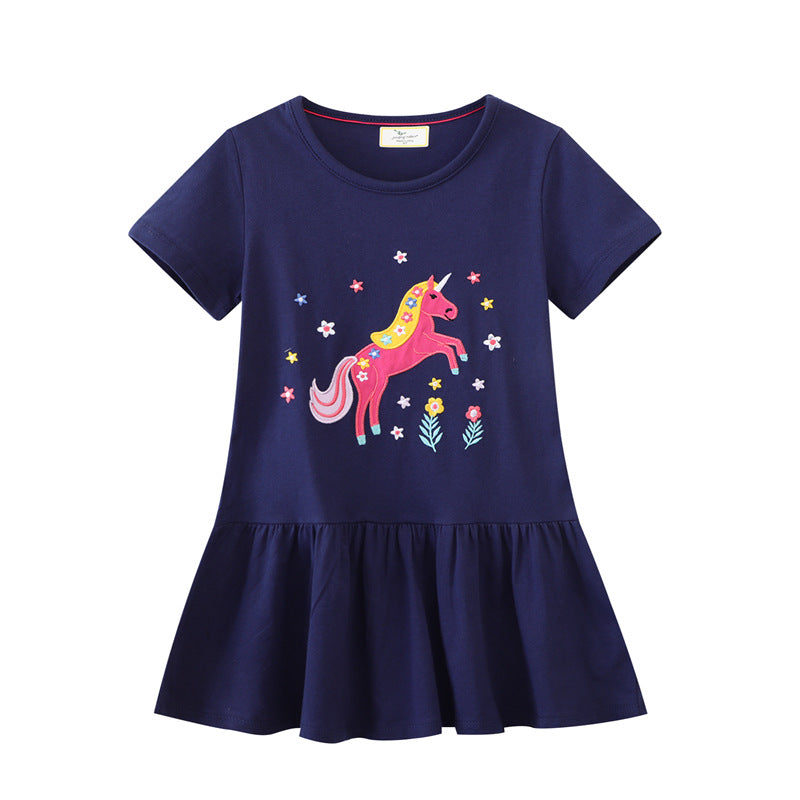 Mädchen T-Shirt Kleid mit zauberhaftem Einhornmotiv