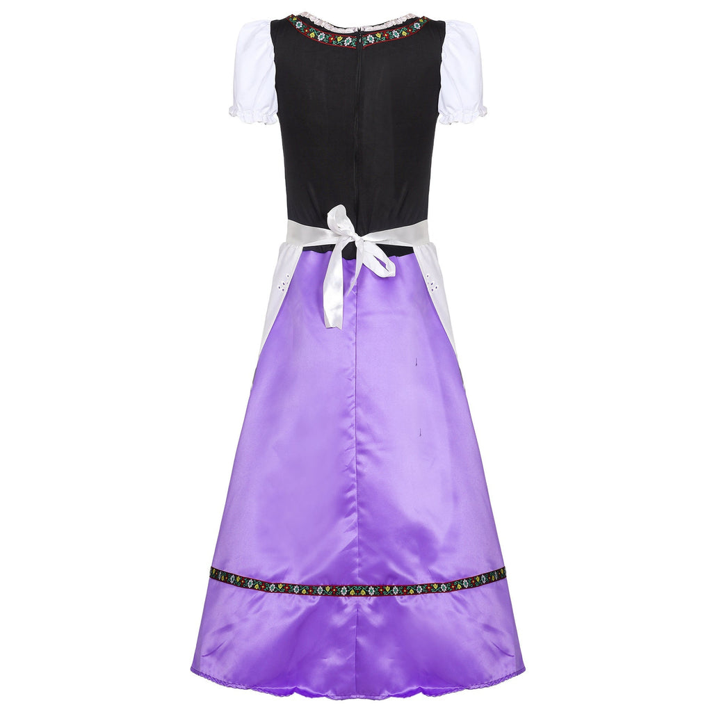 Damen nan Trachtenkleid mit geschnürter Miederblende und bestickter Schürze