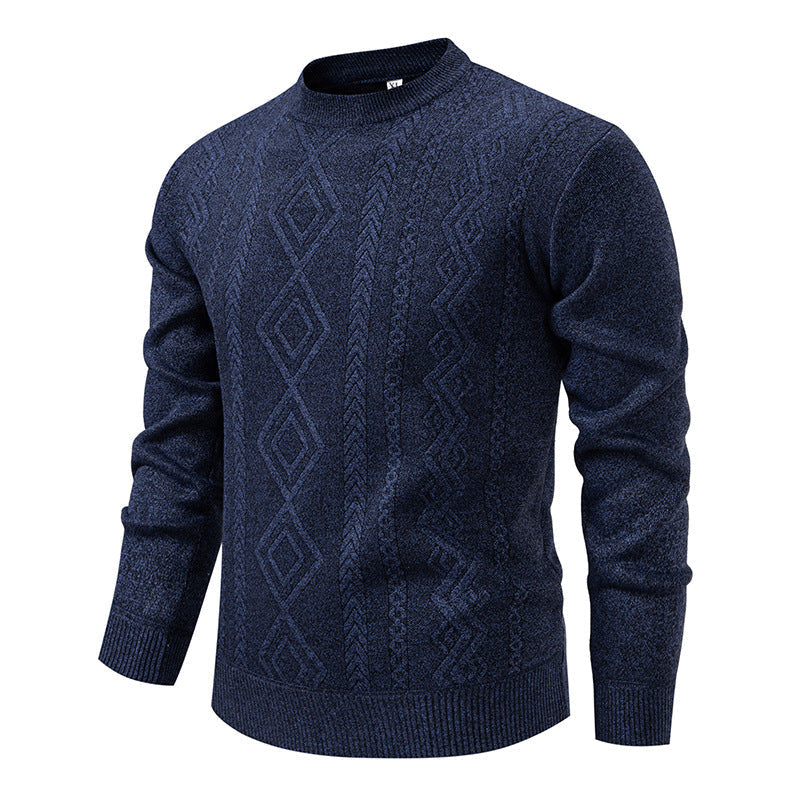 Herren nan gestrickter Rundhalspullover mit Rautenmuster und feinem Strukturstrick