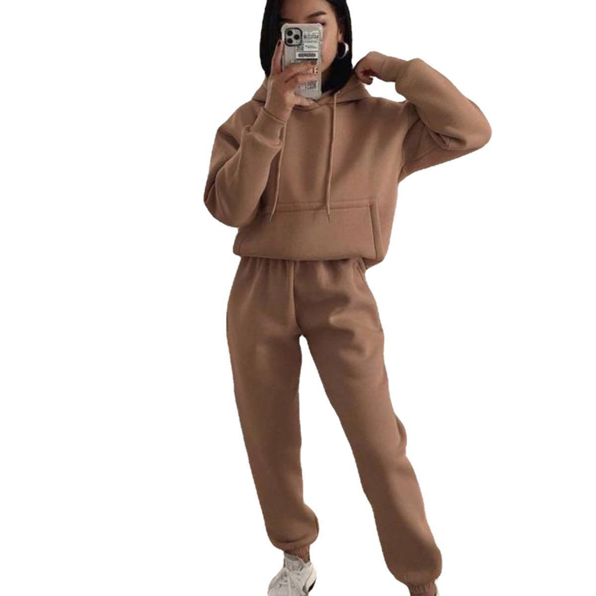 Damen nan kuscheliger Oversize-Kapuzenpullover und Highwaist-Jogginghose Set