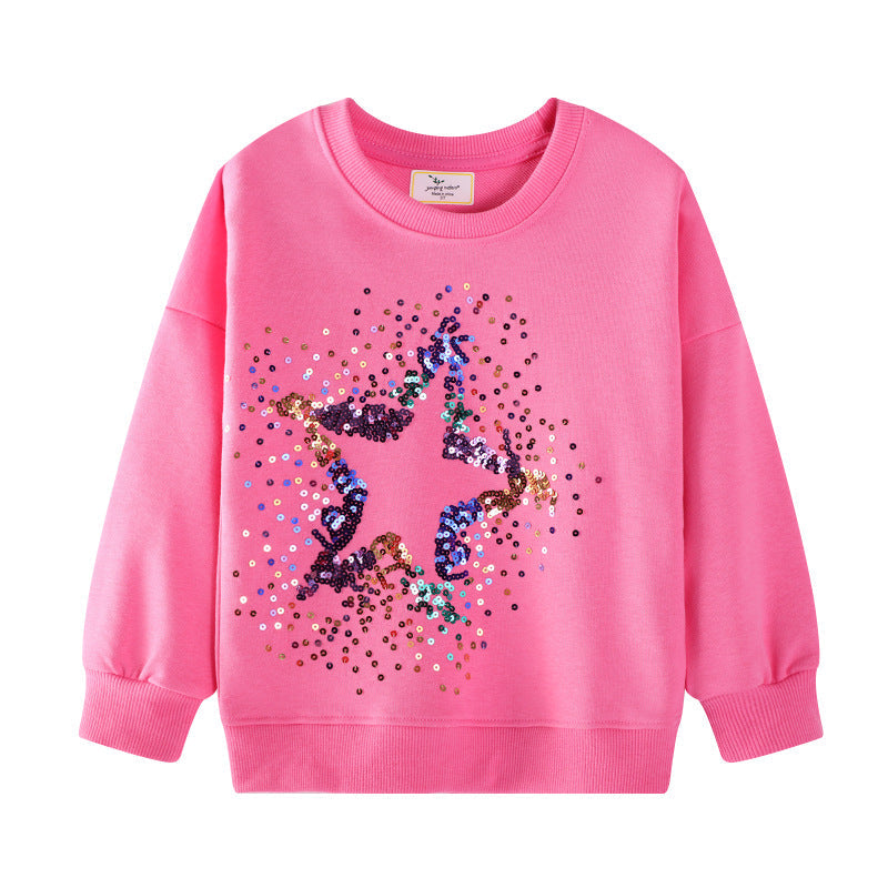 Mädchen Sweatshirt mit glitzerndem Sternenmotiv