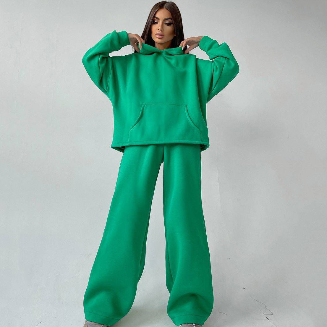 Damen nan weiches Oversize Hoodie mit weitem Schlag Jogginghose Set