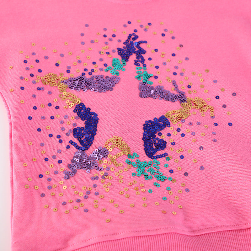 Mädchen Sweatshirt mit glitzerndem Sternenmotiv