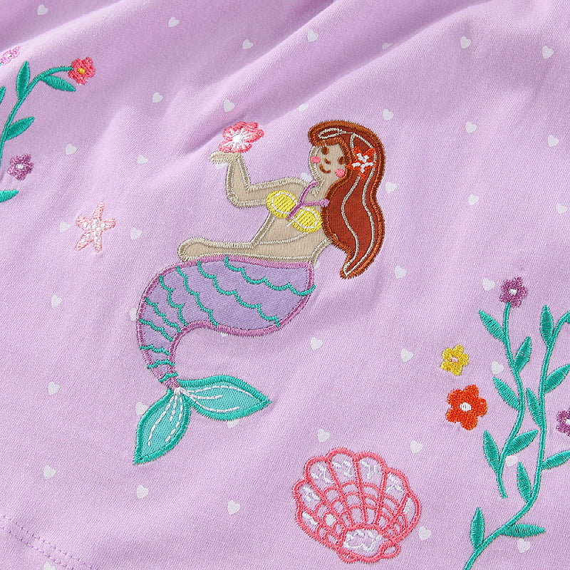 Mädchen Sommerkleid mit verzauberndem Meerjungfrau-Stickdesign