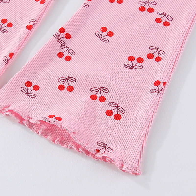 Mädchen Leggings mit fröhlichem Kirschmotiv