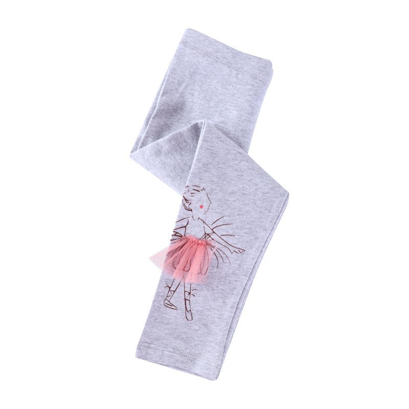 Mädchen Leggings mit niedlicher Ballett-Tüllapplikation