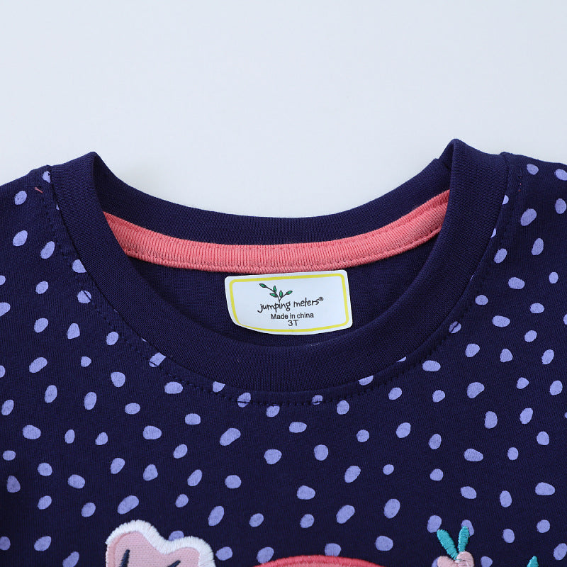 Mädchen T-Shirt Kleid mit buntem Dinosaurier- und Blumenmotiv