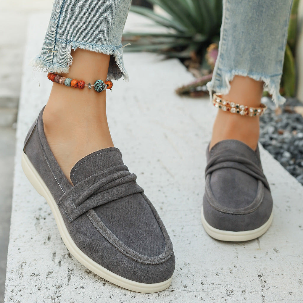 Damen nan elegante Wildlederoptik-Loafer mit gepolstertem Komfortfußbett