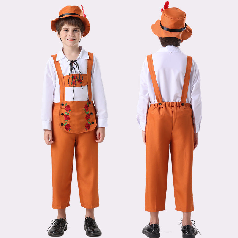 Damen nan folkloristisches Kinderdirndl mit geschnürtem Mieder und bestickter Schürze