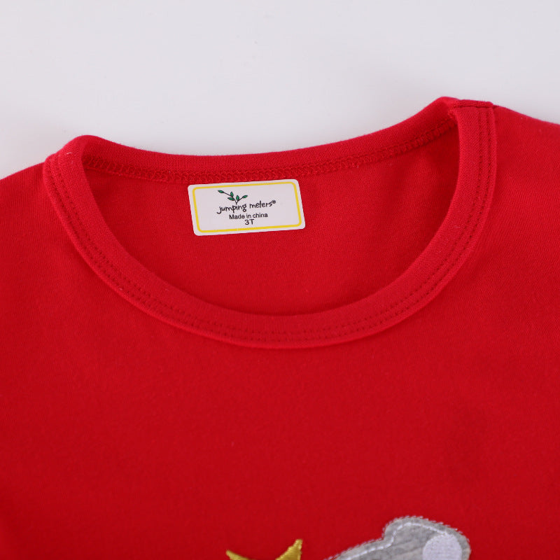 Mädchen Baumwollkleid mit festlichem Tier- und Weihnachtsbaum-Design