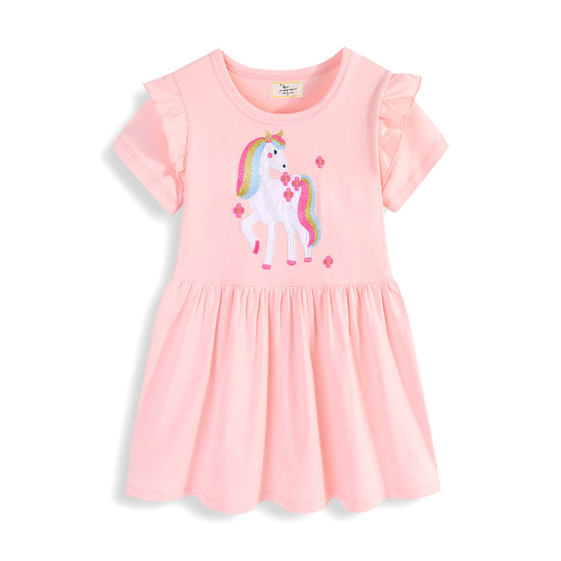 Mädchen Tüllkleid mit niedlichem Einhornmotiv