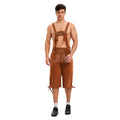 Herren nan knielange traditionelle Lederhose mit besticktem Brustlatz und verstellbaren Trägern