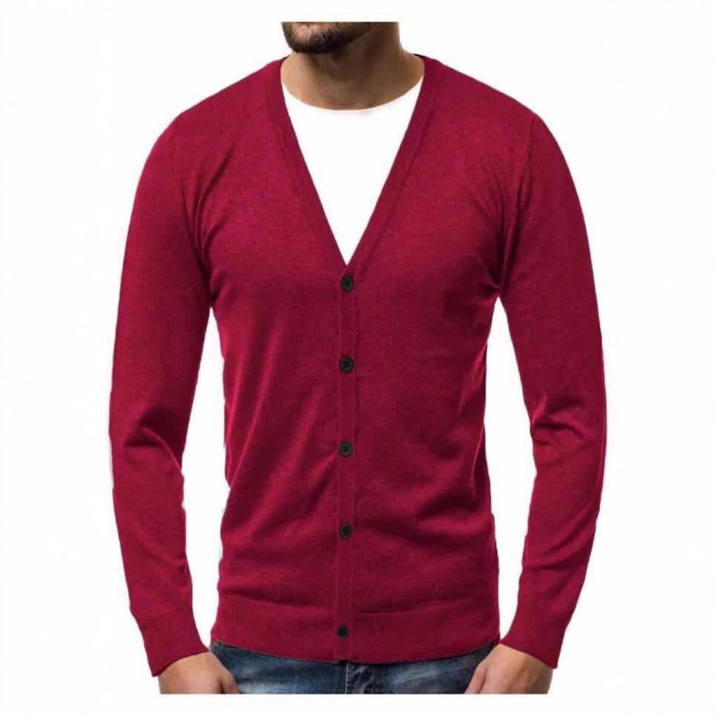 Herren nan Feinstrick-Cardigan mit V-Ausschnitt, schmaler Passform und durchgehender Knopfleiste
