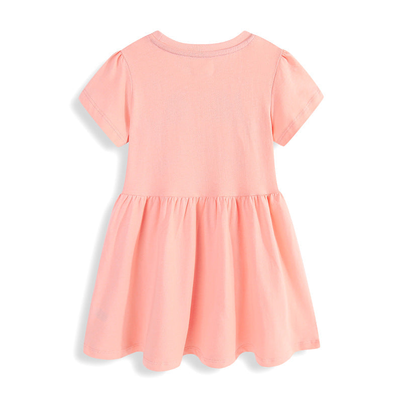 Mädchen Sommerkleid mit buntem Einhornmotiv und fröhlichen Applikationen