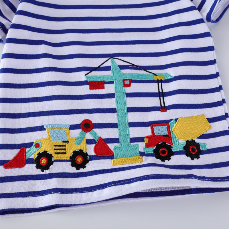 Unisex Baumwoll-T-Shirt mit buntem Baustellenmotiv