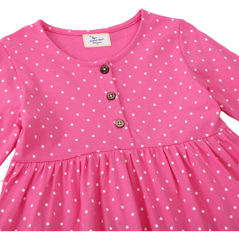 Mädchen Polka-Dots Baumwollkleid mit bezaubernden Feen-Motiven