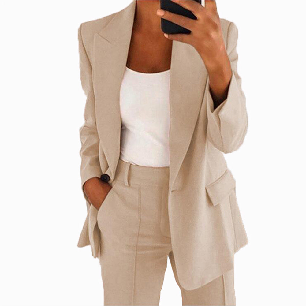 Damen nan taillierter Blazer-Hosen Businessanzug aus Stretchstoff
